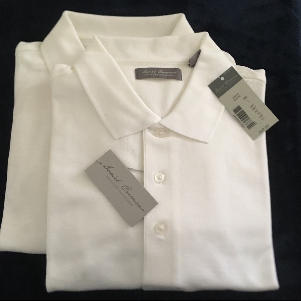 NWT Men’s Daniel Cremieux Signature Collection White Polo Golf shirt size L
